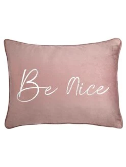 By Caprice Home Be Nice - Velvet Foil Print Filled Cushion Pale Pink