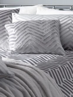 By Caprice Home Faye - Velvet Herringbone Filled Cushion Silver