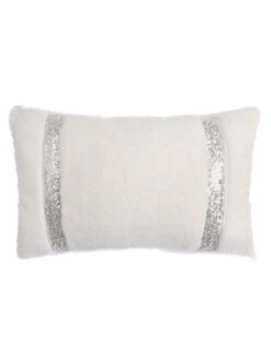 By Caprice Home Ingrid - Faux Fur Sequin Filled Cushion Ivory
