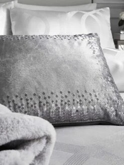 By Caprice Home Sophia - Velvet Sequin Filled Cushion Silver