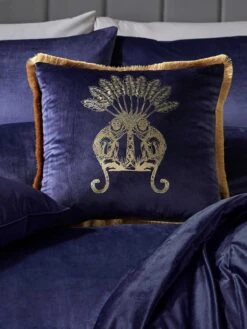 Laurence Llewelyn-Bowen Funky Monkey - Foil Print Velvet Filled Cushion Navy