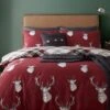 Catherine Lansfield Munro Stag Check Easy Care Duvet Set Red 2 Catherine Lansfield Munro Stag Check Easy Care Duvet Set Red -Haven Living Shop duvet set 110 2