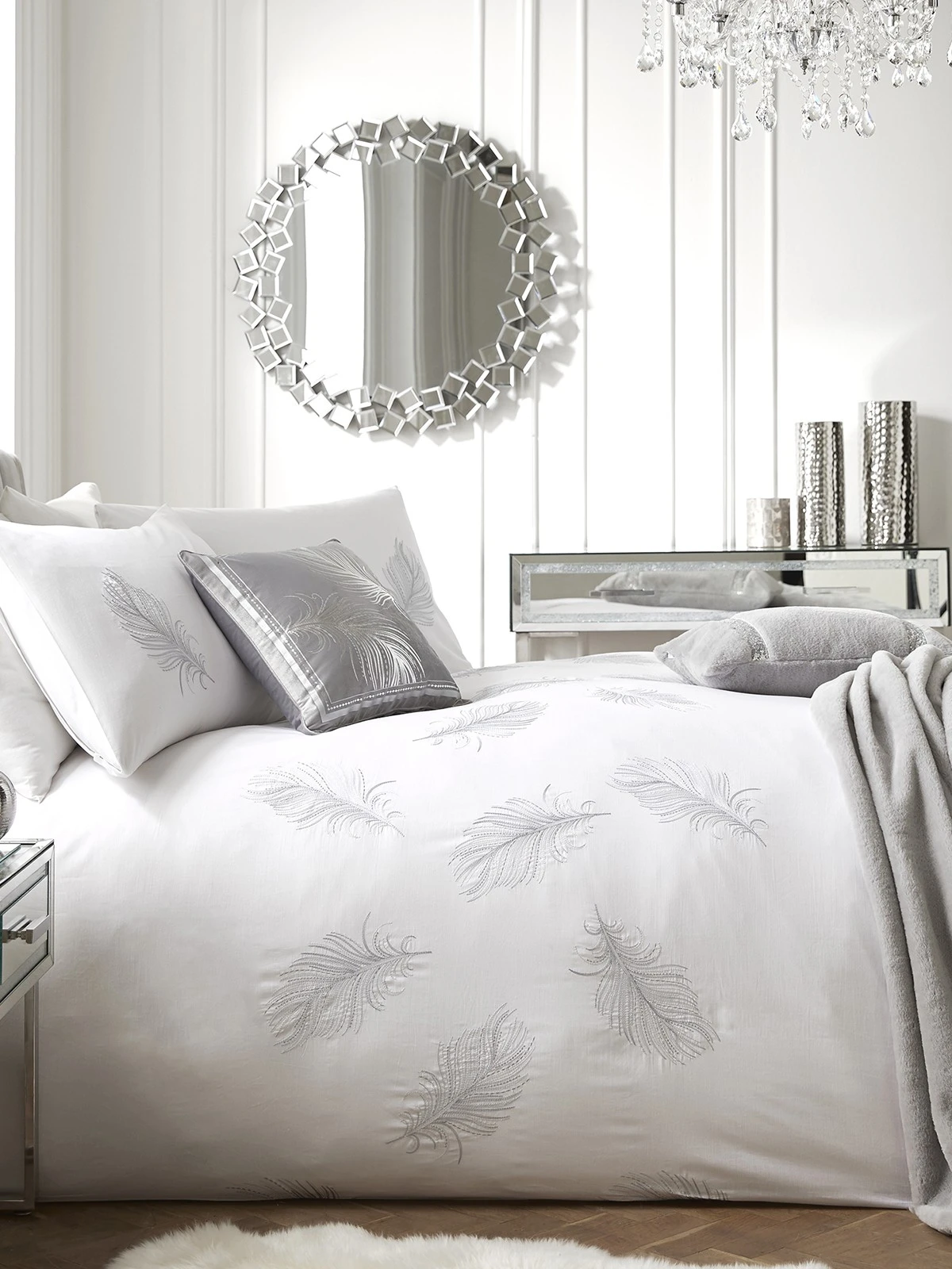 By Caprice Home Eva - Embroidered Feather Duvet Cover Set 3 By Caprice Home Eva - Embroidered Feather Duvet Cover Set