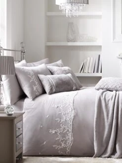 By Caprice Home Lacy Butterfly - Easy Care Duvet Cover Set Silver