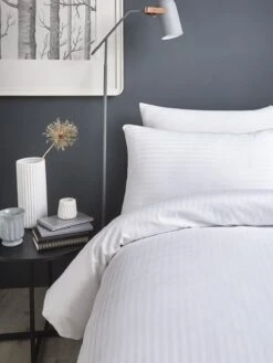 Sirolo Satin Stripe Duvet Set White