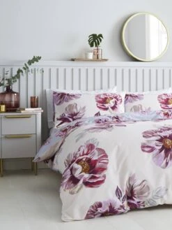 Catherine Lansfield Bedding Cecilia Floral Purple Duvet Cover Set