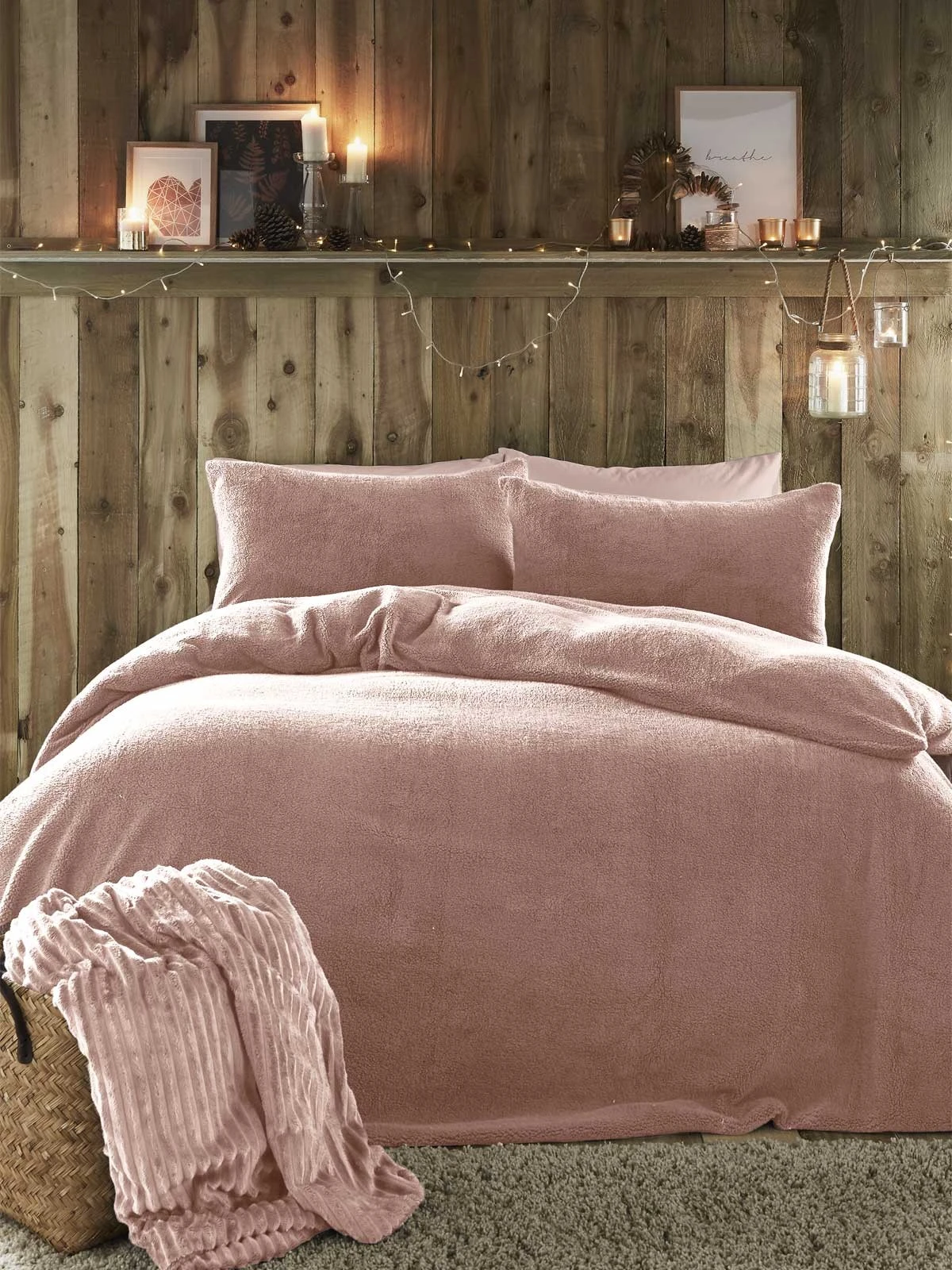 Pink Teddy Fleece Duvet Set 3 Pink Teddy Fleece Duvet Set
