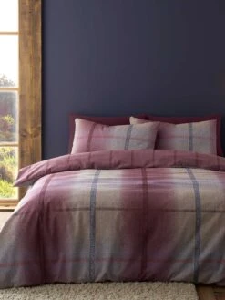 Plum Brushed Melrose Tweed Duvet Set