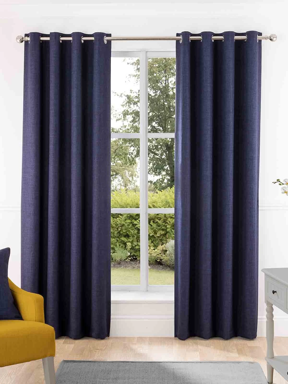 Navy Harlow Blackout Eyelet Curtains 3 Navy Harlow Blackout Eyelet Curtains