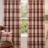 Red Highland Brushed Check Pencil Pleat Curtains -Haven Living Shop highland check edit