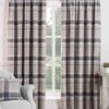 Natural Highland Brushed Check Pencil Pleat Curtains