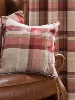 Red Highland Brushed Check Cushion