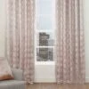 Blush Monaco Metallic Print Eyelet Curtains