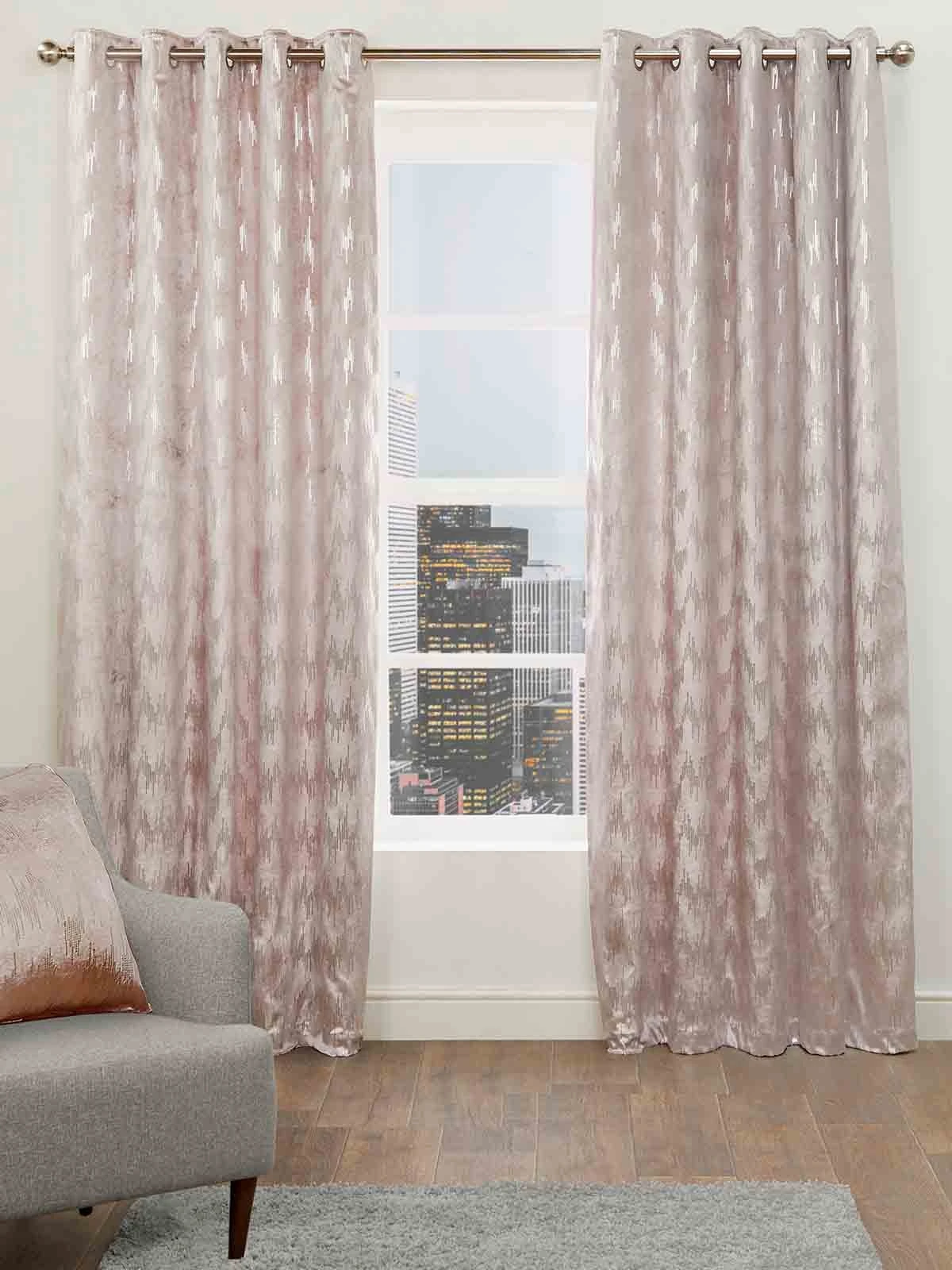 Blush Monaco Metallic Print Eyelet Curtains 3 Blush Monaco Metallic Print Eyelet Curtains