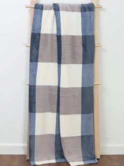 Blue Check Fleece Throw