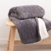 Grey Cable Sherpa Throw