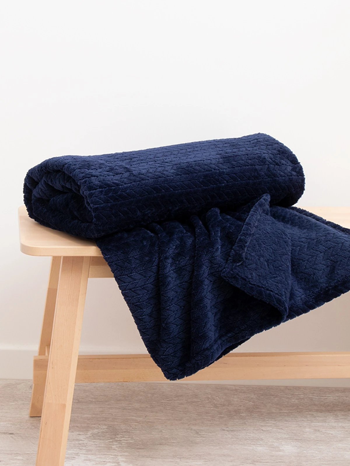 Navy Herringbone Fleece Throw 3 Navy Herringbone Fleece Throw
