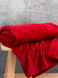 Red Corduroy Fleece Throw