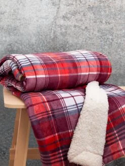 Red Check Sherpa Throw