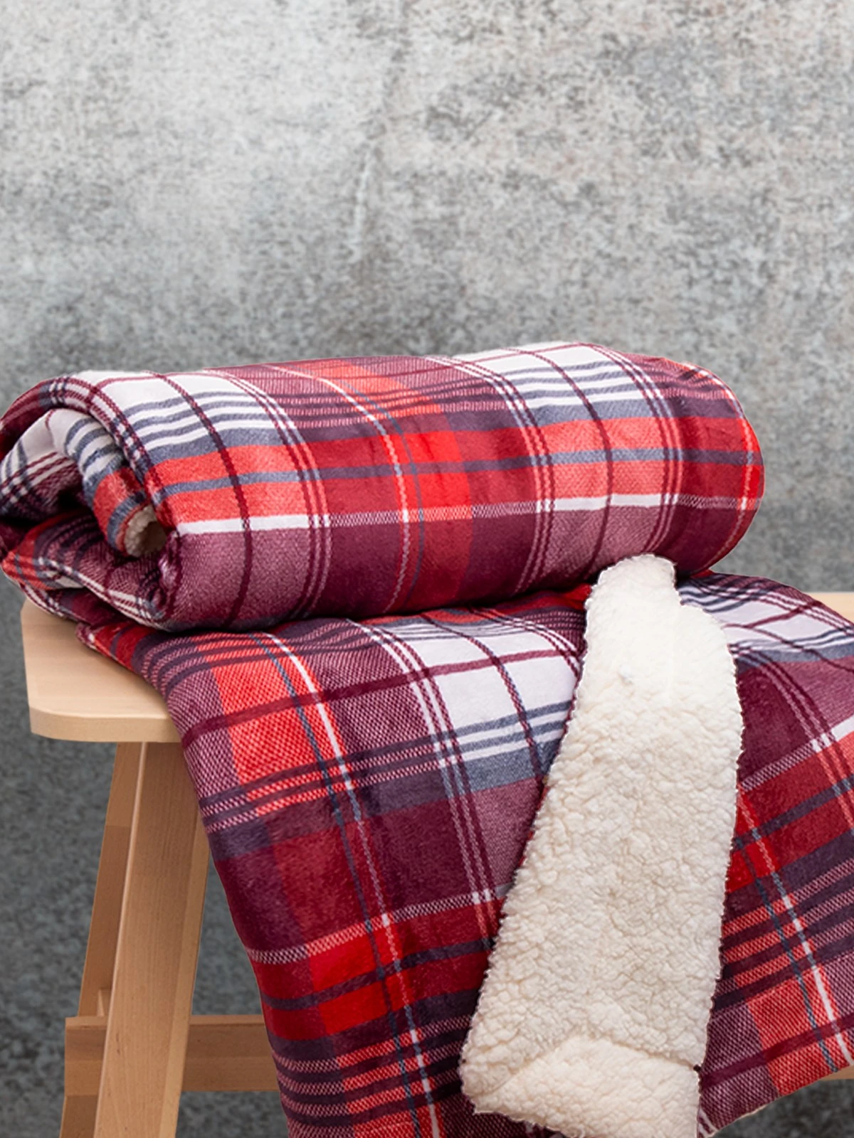 Red Check Sherpa Throw 3 Red Check Sherpa Throw