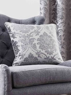Silver Valencia Jacquard Large Cushion